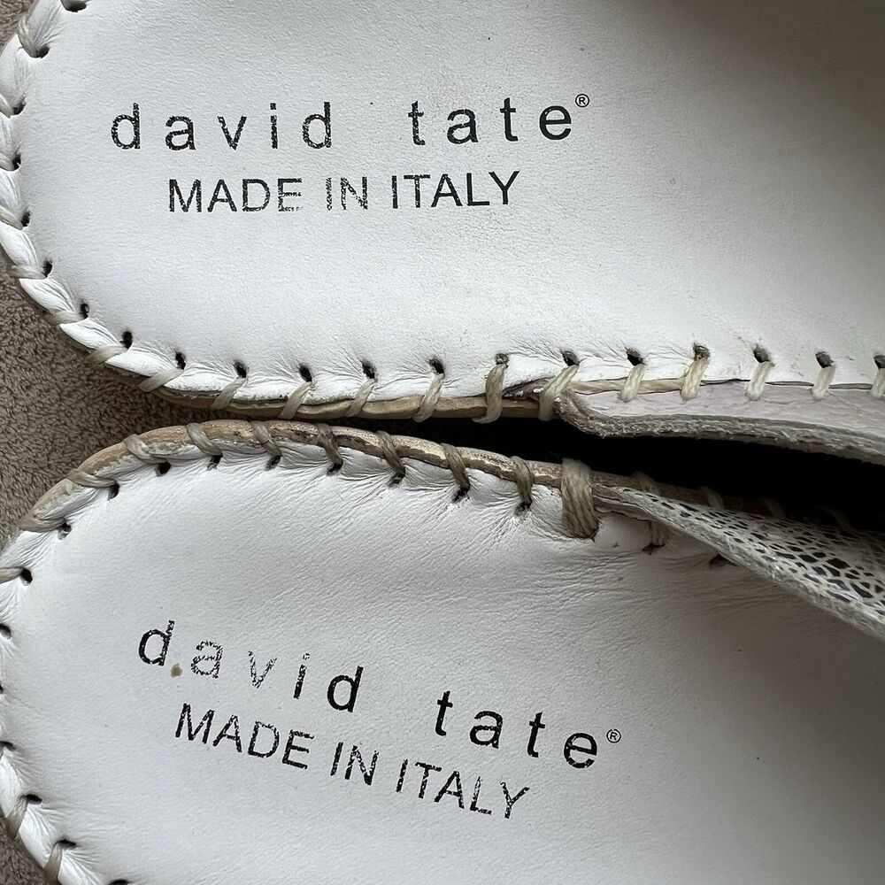 David Tate White w/ Crackle Bronze Leather Wedge Heel Slide Sandals‎ Women 10 N - Picture 13 of 16